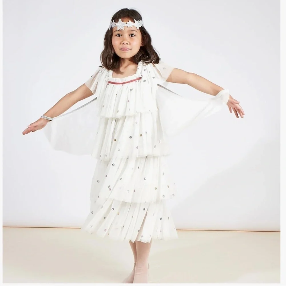Meri Meri Sequin Tulle Angel Costume dress up size 5/6